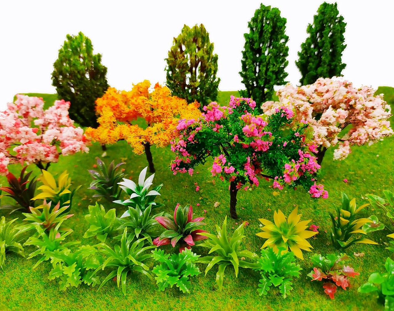 28 Pcs Miniature Fairy Garden Tree Plant Ornament, Mixed Model Trees 1-3 Inches, Miniature Dollhouse Pots Decor Moss Bonsai Micro Landscape